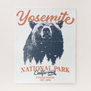 Retro Yosemite National Park California Black Bear Jigsaw Puzzle