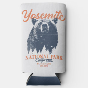Retro Yosemite National Park California Black Bear Seltzer Can Cooler