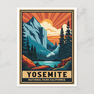 Retro Yosemite National Park California Postcard