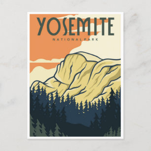 retro Yosemite National Park Half Dome California Postcard