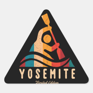 Retro Yosemite National Park Kayaking Triangle Sticker