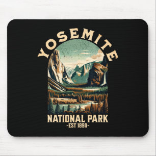 Retro Yosemite National Park Usa Vintage Hiking Mouse Mat