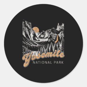 Retro Yosemite National Park Usa Vintage Womens Me Classic Round Sticker