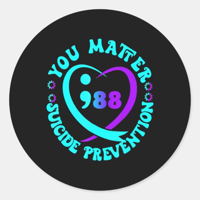 Retro You 988 Suicide Prevention Awareneess  Classic Round Sticker (Front)