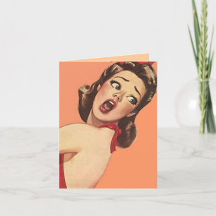 Retro You Are So Awesome note Card awestruck lady