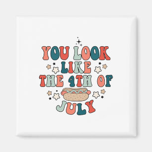 Retro You Look Like The 4th Of July Hot Dog Indepe Magnet