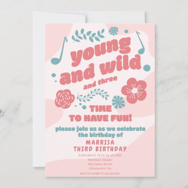 RETRO YOUNG AND WILD BIRTHDAY CARDS (Front)