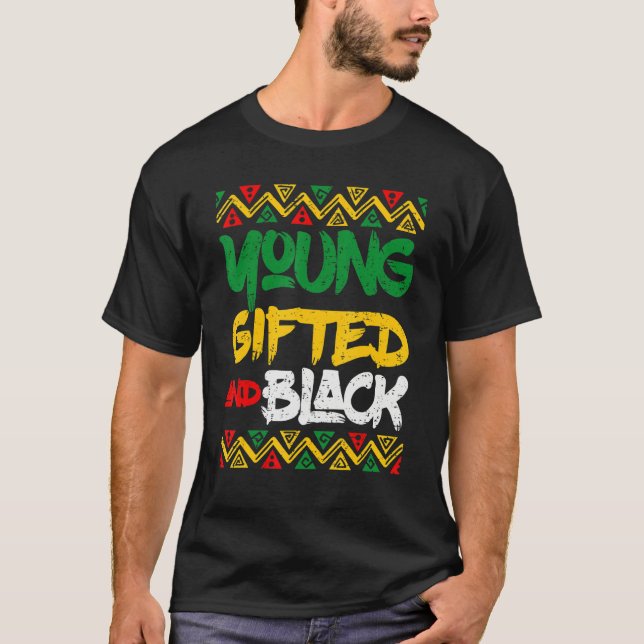 Retro Young Gifted And Black History Month African T-Shirt (Front)