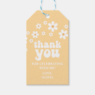 Retro Young Wild three Daisy floral 3rd birthday Gift Tags