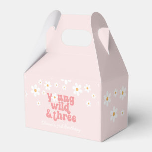 Retro Young Wild Three Pink Daisy Favour Box