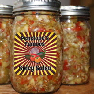 Retro Your Famous Salsa Canning Sticker Label