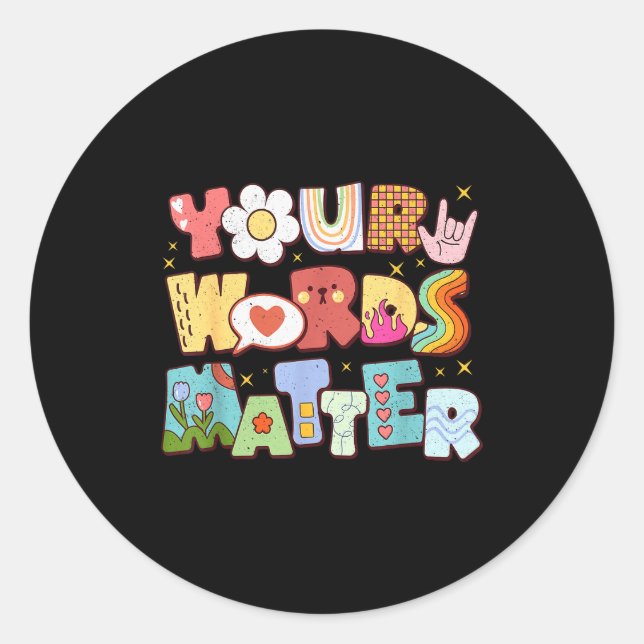 Retro Your Words Sped Special Education Teacher Ki Classic Round Sticker (Front)
