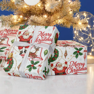 Retro Yuletide Cheer: Merry & Bright Holiday Wrapping Paper