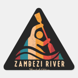 Retro Zambezi River Kayaking Triangle Sticker
