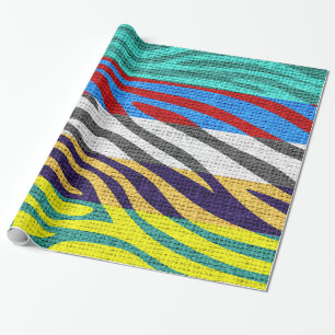 Retro Zebra Skin Print Pattern Burlap Rustic #9 Wrapping Paper