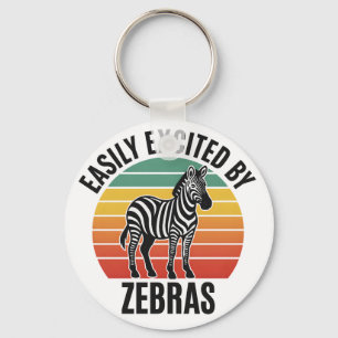 Retro Zebra Sunset with Fun Wild Spirit Key Ring