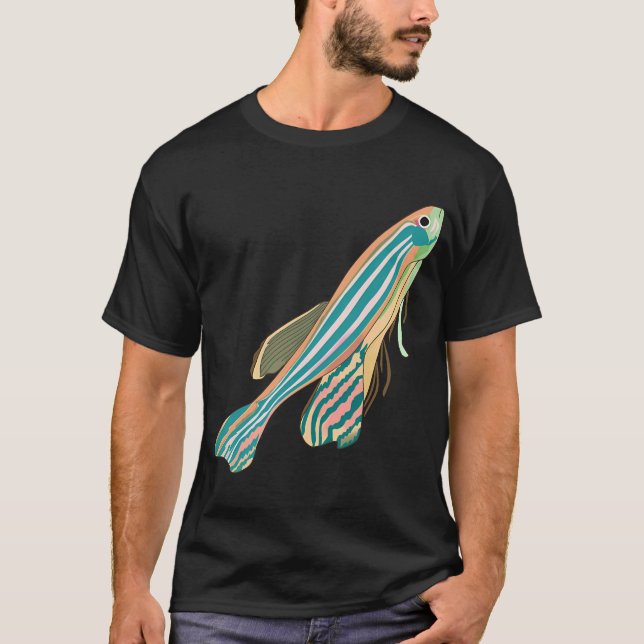 Retro Zebrafish Zebra Fish Glow T-Shirt (Front)