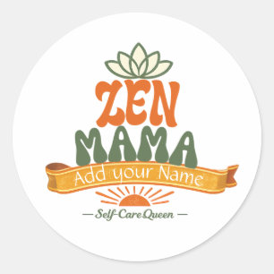 Retro Zen Mama Yoga Lotus Personalized Art Sticker