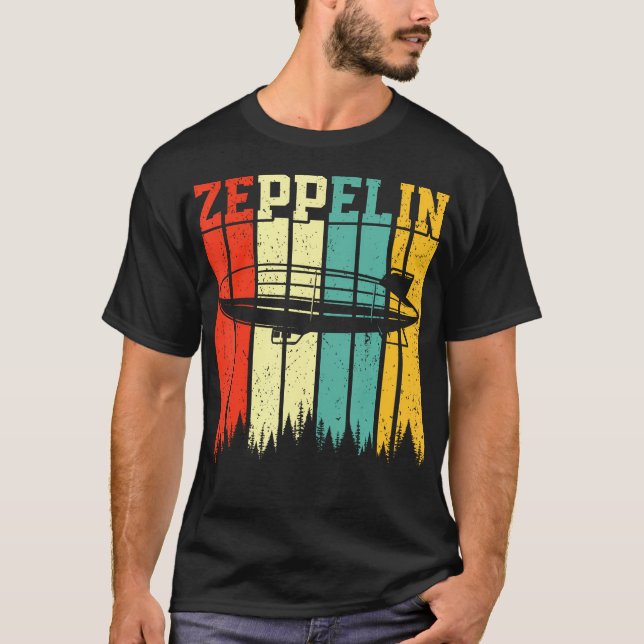 Retro Zeppelin 70s 80s Dirigible Airship Zepelin Z T-Shirt (Front)