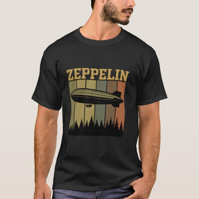 Retro Zeppelin 70s 80s Dirigible Airship Zepelin Z T-Shirt (Front)