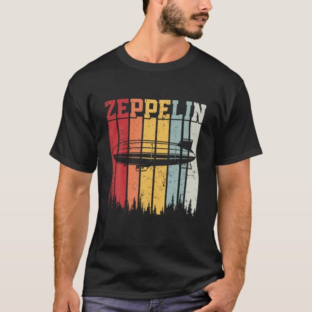 Retro Zeppelin 70s 80s Dirigible Airship Zepelin Z T-Shirt (Front)
