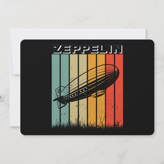 Retro Zeppelin Dirigible Airship Zepelin Zepplin Invitation (Front)