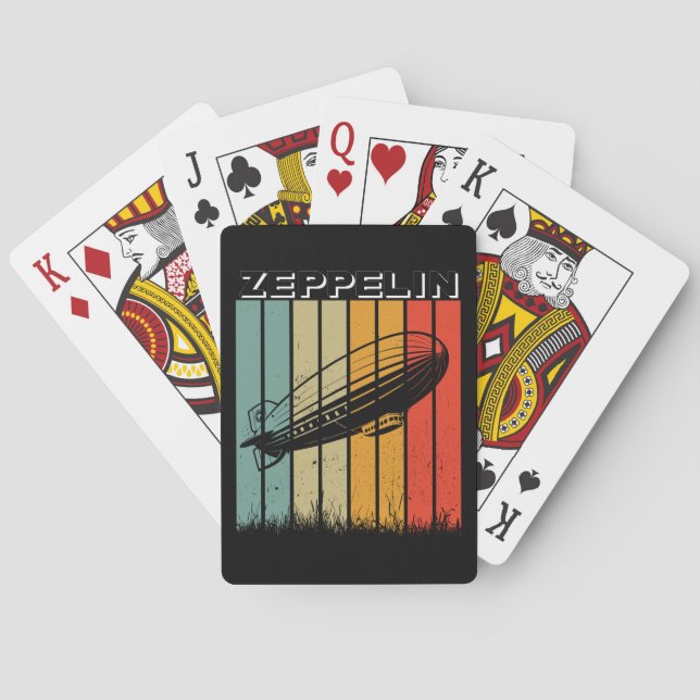 Retro Zeppelin Dirigible Airship Zepelin Zepplin Playing Cards (Back)