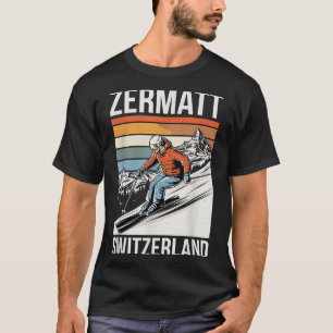 Retro Zermatt Switzerland Ski Resort, Fun Alpine S T-Shirt