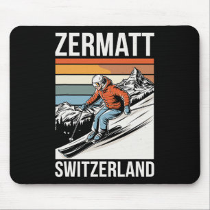 Retro Zermatt Switzerland Ski Resort Mouse Mat