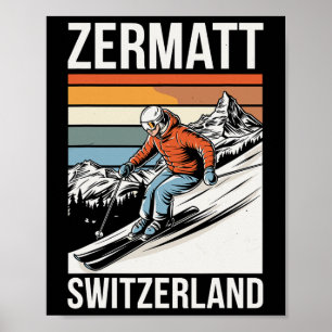 Retro Zermatt Switzerland Ski Resort  Poster