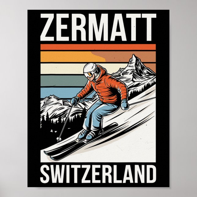 Retro Zermatt Switzerland Ski Resort  Poster (Front)