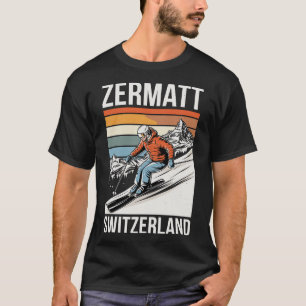 Retro Zermatt Switzerland Ski Resort T-Shirt