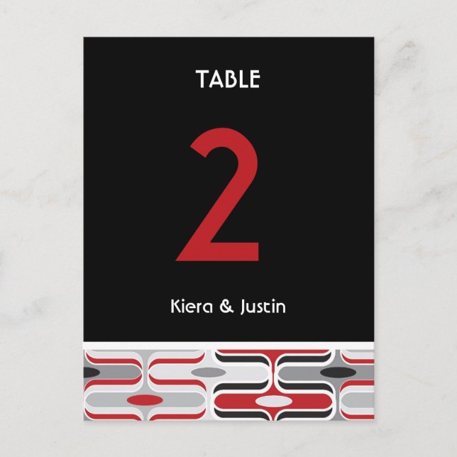 Retro Zig Zag Pattern Modern Art Deco Wedding Tabl Postcard (Front)