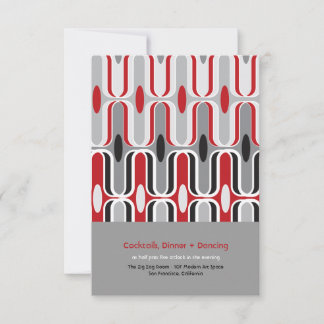 Retro Zig Zag Pattern Modern Art Wedding Reception Invitation