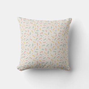 Retro Zigzag and Dots in Teal Mustard and Coral Cushion