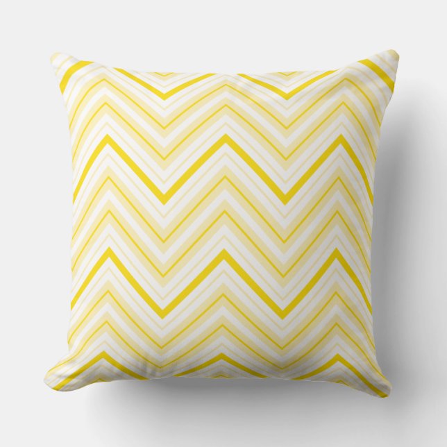 Retro Zigzag Pattern Yellows & White Cushion (Front)