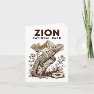 Retro Zion National Park Collared Lizard Hiking Ca Card