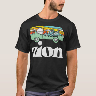 Retro Zion National Park Hippie Van  Mountains Gra T-Shirt
