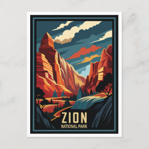 Retro Zion National Park  Postcard
