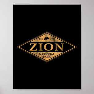 Retro Zion National Park Utah Mountain Women Men K Poster