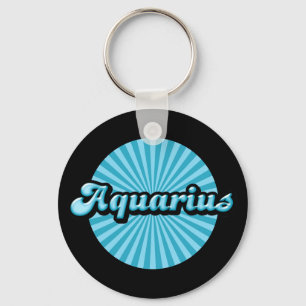 Retro Zodiac Aquarius Key Ring