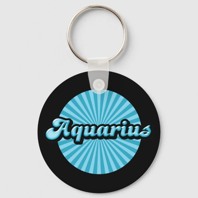 Retro Zodiac Aquarius Key Ring (Front)