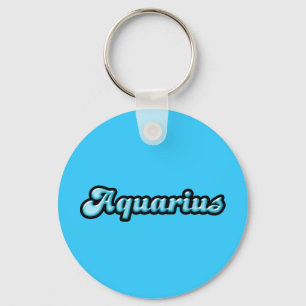 Retro Zodiac Aquarius Key Ring