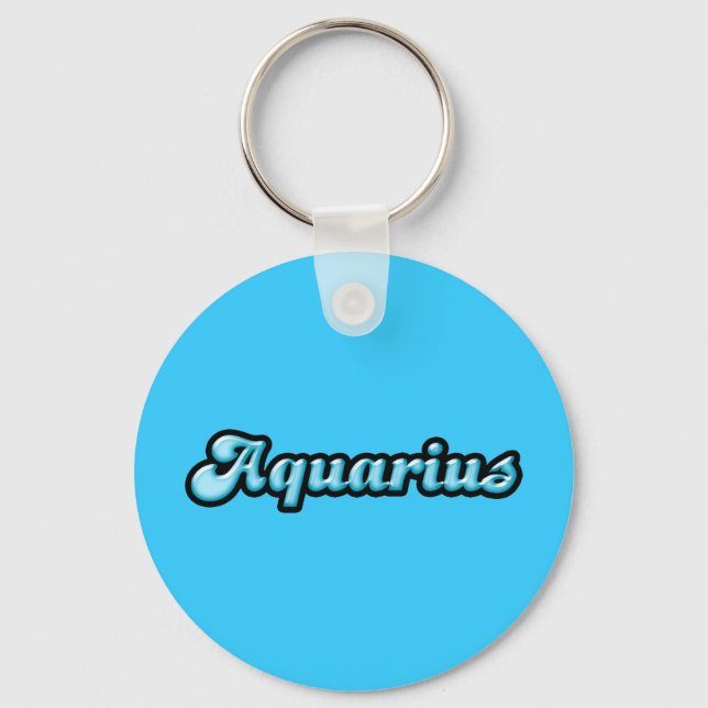 Retro Zodiac Aquarius Key Ring (Front)