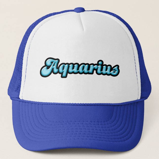 Retro Zodiac Aquarius Trucker Hat (Front)