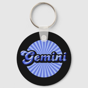 Retro Zodiac Gemini Key Ring