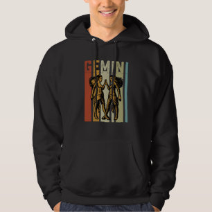 Retro Zodiac Gemini Vintage Style Astrology Hoodie