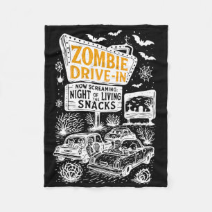 Retro Zombie Drive In Skeleton Movie Night Hotel H Fleece Blanket