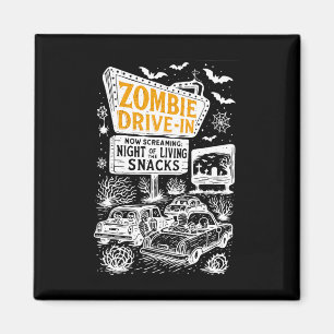Retro Zombie Drive In Skeleton Movie Night Hotel H Magnet
