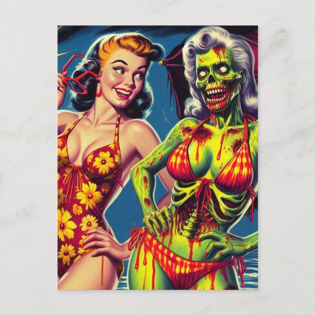 Retro Zombie Pin-up Postcard (Front)